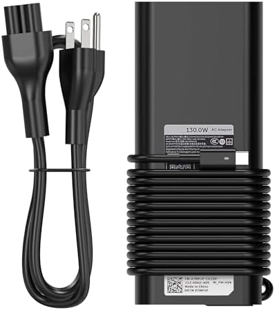 Premium 130 W USB-C Power Adapter for Dell Laptops – Universal Compatibility with XPS 15, XPS 17, Precision 5000 Series, Latitude & Alienware – Fast Charging AC Charger for Enhanced Device Performance – Optimal Replacement for Original Dell Chargers – Input Voltage 100-240 V, Output 5 V/20 V – Exceptional Durability & 24/7 Customer Support for Peace of Mind