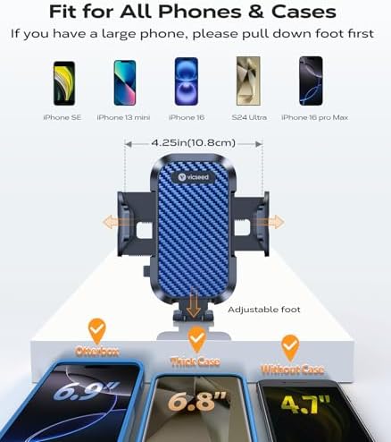 VICSEED 2025 Ultra Stable Air Vent Phone Mount – Secure Smartphone Holder for All i Phone Models (12 to 16 Pro Max) – Effortless Clamp Design with Enhanced Airflow & Durability for Ultimate Driving Convenience