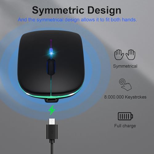 Ultimate Wireless Bluetooth Mouse for i Pad, Mac Book Pro, Air, and PCs – Rechargeable Silent Design for Productivity on the Go – Portable Slim Dual Mode Mouse with LED Indicators and Universal Compatibility
