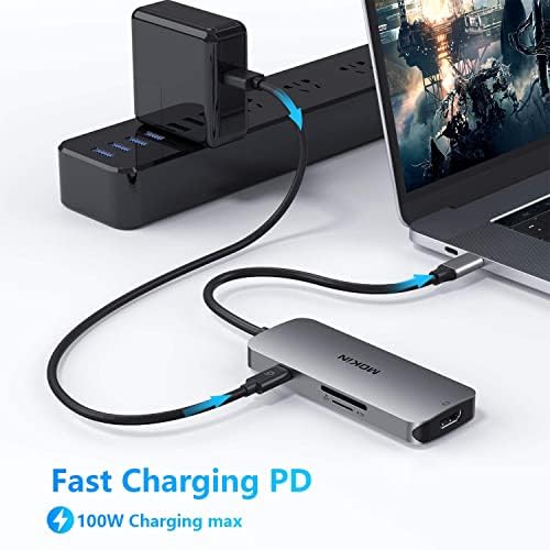 Transform Your Mac Book Experience with the MOKi N 7-in-1 USB C Adapter: Unleash 4 K HDMI, 3 USB 3.0 Ports, and 100 W Power Delivery for Seamless Connectivity Across Dell, HP, Lenovo, and Surface Devices – Ideal for Professionals and Creatives Seeking Speed and Versatility