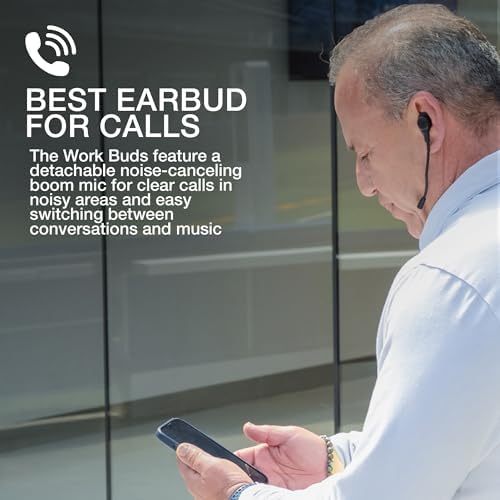 JLab Work Buds: Premium In-Ear True Wireless Headset with Detachable Noise-Canceling Boom Mic, 55+ Hours Playtime, Bluetooth Multipoint Connectivity, and USB-C Charging Dock for Ultimate Versatility and Comfort
