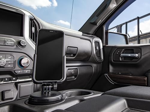 Universal Adjustable Car Cup Holder Phone Mount – Weather Tech Cup Fone for i Phone & Android – Secure Grip with Open Charging Access – Hands-Free Convenience – Durable Black Design for Every Vehicle