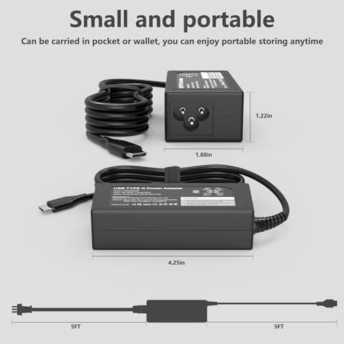 65 W USB-C Power Adapter for Asus Zenbook S14, S16, and A14 – Rapid High-Efficiency Charging with Comprehensive Safety Mechanisms – Perfectly Compatible with UX5406, UM5606, UX3407 Models – Universal 100-240 V Input for Global Use – 24/7 Customer Support Included