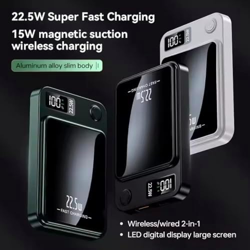 Magnetic 10000 m Ah Power Bank – Ultra-Fast 20 W Charging for i Phone 11-16 Pro Max, Lightweight USB Type-C Portable Charger with LED Indicator & Mag Safe Compatibility for Effortless On-the-Go Power