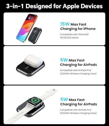 Revolutionize Your Charging Routine with the 10,000 m Ah Magnetic Wireless Power Bank – Fast Charging Battery Pack for i Phone 16/15/14/13/12 Series, Apple Watch, and Air Pods – Ultimate Travel Essential with Dual USB-C Ports and Effortless Magnetic Alignment for On-the-Go Power Solutions