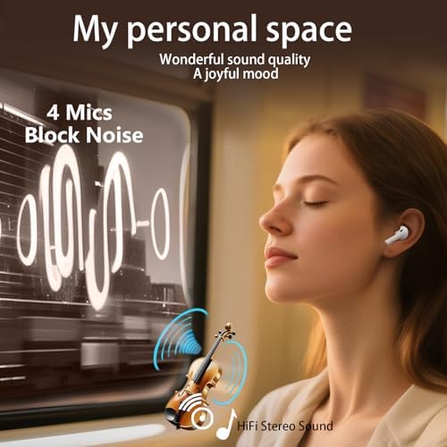 Revolutionize Your Listening Experience with Advanced True Wireless Earbuds Featuring Bluetooth 5.3 – Immerse Yourself in Crystal-Clear Hi-Fi Stereo Sound, Enjoy IPX7 Waterproof Durability, and Benefit from Superior Noise-Cancelling Technology – Effortless Auto Pairing for Instant Connectivity with i Phone and Android – Perfect Companion for Music Lovers, Professionals, and Adventurers Alike