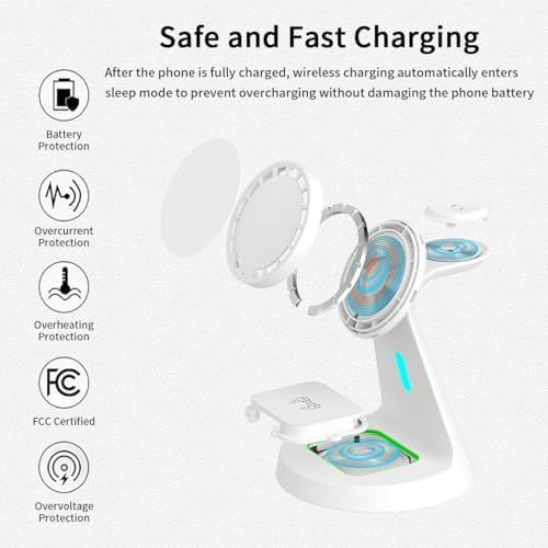 Revolutionize Your Charging Routine with the 3-in-1 Mag Safe-Compatible Charging Station – Fast Wireless Charger for i Phone 12-16 Series, Air Pods, and Apple Watch – Sleek, Compact Design with Enhanced Safety Features for Home and Office Use