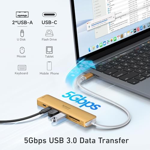Ultimate 7-in-1 USB C Hub HDMI Adapter for Mac Book Pro & Air – High-Speed 4 K HDMI, Dual USB 3.0, SD/TF Card Reader, and 100 W Power Delivery – Compact and Durable Dongle for Seamless Connectivity with Dell XPS & Lenovo Think Pad