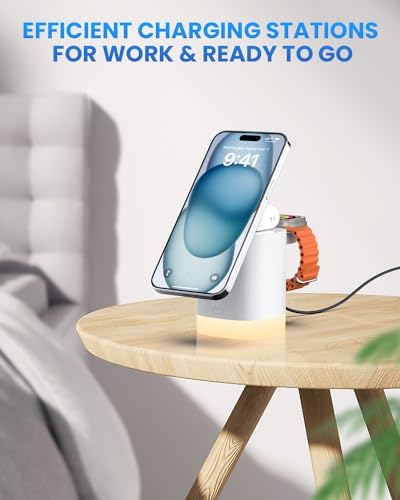 Travel-Ready Joy Geek 3-in-1 Wireless Charging Station – Fast Mag-Safe Charger for i Phone 16-12 Series, Apple Watch Series 10-2, and Air Pods Pro – Ultimate Compatibility and Speed for On-the-Go Lifestyle