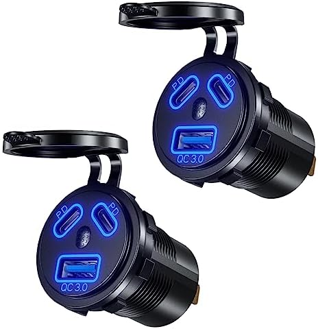 Ultra-Fast 12 V Type C USB Car Charger Socket – Dual Port Waterproof Quick Charge for Boats, Motorcycles, Trucks & More – Reliable Power Solution for Modern Devices on the Go