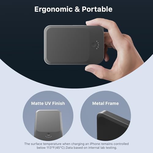 NOBIS 5000 m Ah Slim Magnetic Power Bank with Built-In USB-C Cable – Wireless Portable Charger for Quick Charge 3.0 and Mag Safe Compatibility – 22.5 W Fast Charging Solution for Android and i Phone Users on the Go