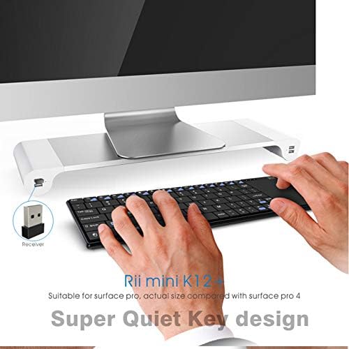 Rii K12+ Mini Wireless Keyboard with Touchpad – Sleek Stainless Steel Design for Mac, PC, and Tablet – Ultimate Portable Solution for Smart TVs and Raspberry Pi – Effortless Navigation and Productivity on the Go