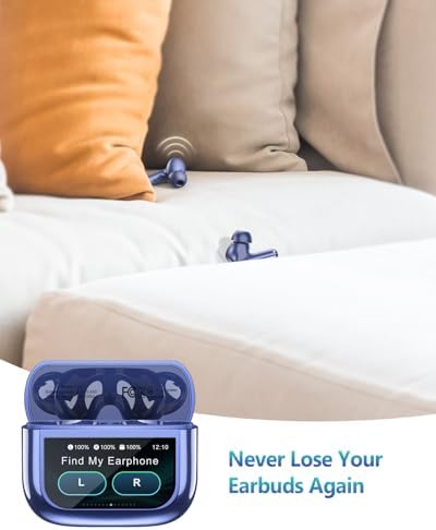 Premium Bluetooth Wireless Earbuds with Advanced Touch Control – Cutting-Edge ANC & ENC Noise Cancellation for Immersive Sound – 40 Hours Deep Bass Playback & IPX7 Waterproof Design for Ultimate Durability – Crystal Clear Call Quality with Integrated Microphones – 5 Customizable EQ Settings for Tailored Listening on i OS & Android Devices (Sleek Dark Blue) – Your Ideal Audio Companion for Active Lifestyles and Uninterrupted Enjoyment