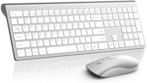 Ultra-Slim 2.4 G Wireless Keyboard with Numeric Keypad – Silent Ergonomic Design for Effortless Typing on PC & Mac, Plug-and-Play USB Receiver, Scissor Switch Technology for Enhanced Comfort and Speed