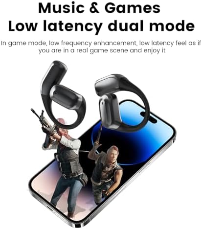 Revolutionary Open Ear Bone Conduction Wireless Earbuds – Cutting-Edge Bluetooth 5.4 with Advanced ANC & ENC Noise Cancellation for Pristine Sound Quality – Ergonomic Over-Ear Design with Touch Controls and Smart Digital Display – Rapid Type-C Charging for Android/i OS Compatibility – Perfect for Active Lifestyles and All-Day Comfort