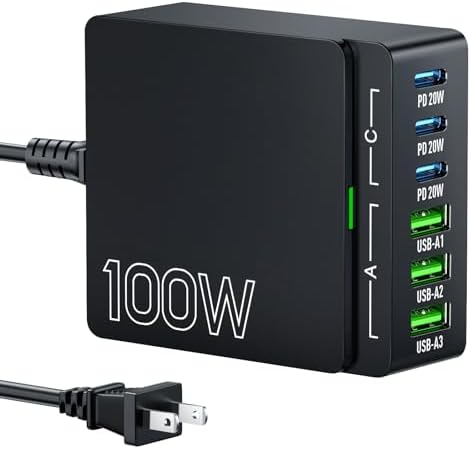 Revolutionize Your Charging Routine with the 100 W Ga N 6-Port USB C & A Power Station – Ultimate Fast Charging Hub for i Phone, i Pad, Samsung, and Android Devices – Compact Cube Design with Smart Power Management for Efficient Multi-Device Charging Solutions