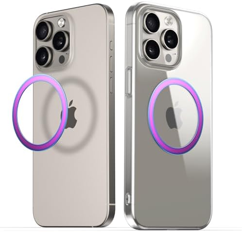 Premium Magnetic Ring Sticker for Mag Safe Adapter Kit – Universal Conversion Solution for Kindle, Phone Cases, Wireless Chargers, Car Mounts & Wallets – 2 Pack (Mirror Multicolor, 0.5 mm) – Enhance Device Compatibility & Charging Speed