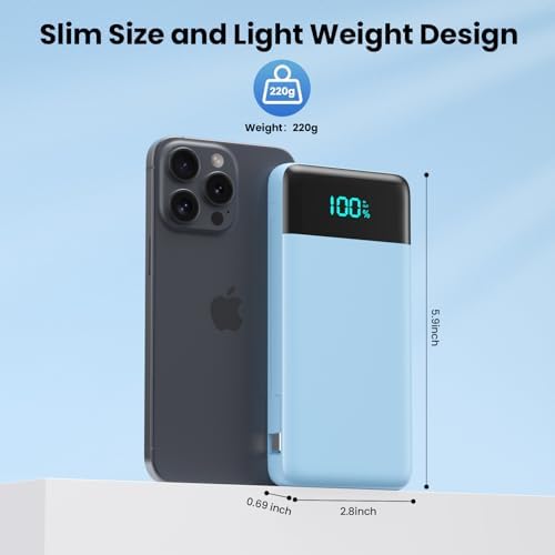 Upgrade Your Charging Experience: 13800 m Ah Portable Power Bank with Built-in Cables and Wall Plug – Fast Charging USB-C Battery Pack for i Phone 16/15/14, Samsung & Android Devices – Ultimate Travel Companion with 4 Outputs for Simultaneous Device Charging