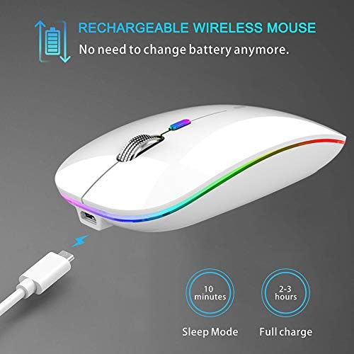 TENMOS Sleek LED Bluetooth Mouse – Ultra-Quiet Rechargeable Wireless Mouse with Type C Adapter for Laptops, Mac Books & i Pads – Bluetooth 5.1 & 2.4 GHz Universal Compatibility in Vibrant Blue – Perfect for Home, Office, and On-the-Go Productivity