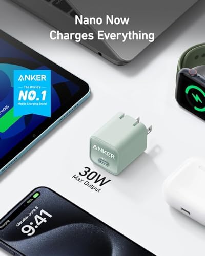 Anker Nano 30 W USB-C Charger Block – Ultra-Compact Fast Charger for i Phone 16/15, Galaxy Devices, & i Pads – Travel-Friendly Design with Power IQ 3.0 for Rapid, Efficient Charging & Enhanced Device Life – Perfect for Mag Safe Accessories and On-the-Go Power Needs