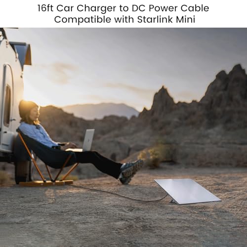 weishan 16ft Car Charger Cable for Starlink Mini, 12V-48V Car Charging Cord, PD30W USB-C and USB Digital Display Power Supply Adapter for Satellite, 5m Long, 18AWG – Enhanced Compatibility and Speed
