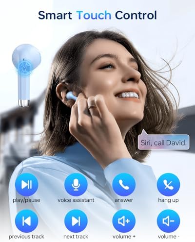 Premium Bluetooth 5.3 Wireless Earbuds with 40-Hour Playtime | IPX7 Waterproof In-Ear Headphones for Sports and Everyday Use | Ergonomic Comfort Fit with Superior Sound and Clear Calls | Sleek White Design with LED Charging Case | Universal Compatibility for All Devices