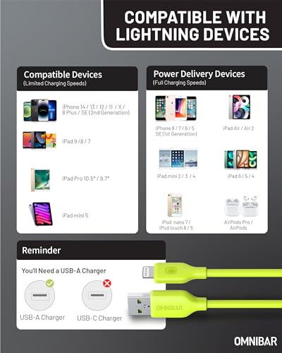 Premium 6 FT USB to Lightning Cable – MFi Certified Silicone Charger for i Phone and i Pad – Fast Charging and Enhanced Durability for i Phone 14/13/12/11 Pro/Max, i Pad Air/Mini/Pro, Air Pods, Beats X – Versatile Charging Solution for Home, Car, and Office