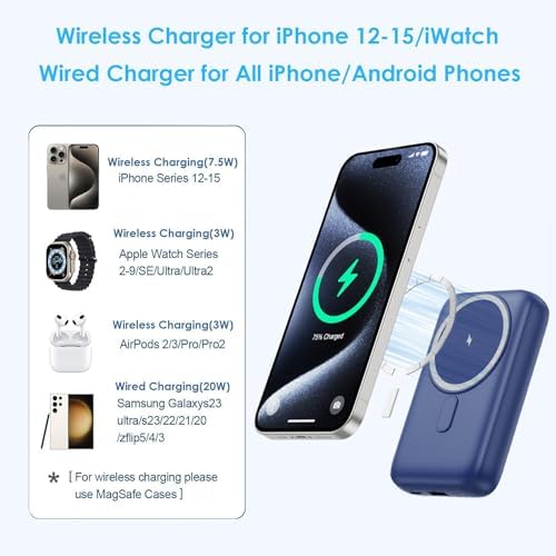 Revolutionary 4-in-1 Magnetic Portable Charger 10800 m Ah – Rapid USB-C Power Bank with LCD Display, Fast Charging for i Phone 16/15/14/13/12 & Apple Watch – Sleek White Design for Ultimate Compatibility and On-the-Go Convenience