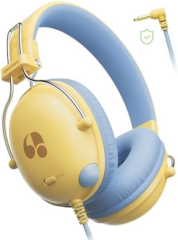 Safeguard Your Child’s Hearing with Durable Wired Headphones Featuring Volume Limiting Technology – Comfortable On-Ear Fit for Extended Use in School, Travel, and Entertainment – Enhanced Stereo Sound with 3.5 mm Compatibility – Available in Eye-Catching Blue and Red for Boys and Girls