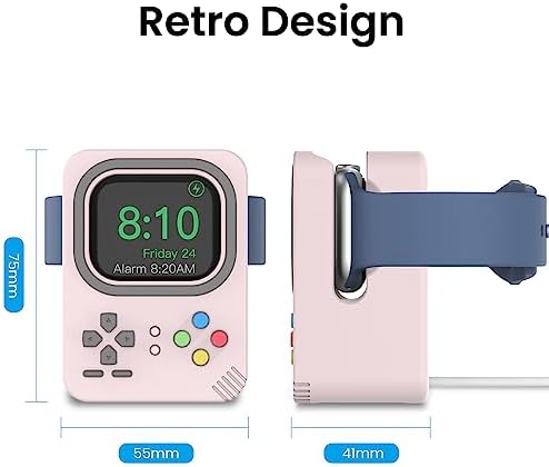 Delidigi Silicone Charging Dock for Apple Watch – High-Speed, Secure and Portable Stand for Ultra, SE2, Series 8-1 (49 mm-38 mm) – Stylish Dark Grey Design Ensuring Stability and Effortless Charging Convenience