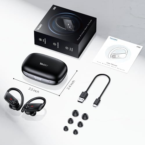 TAGRY Wireless Earbuds: Unmatched 80-Hour Playtime with Deep Bass, IPX7 Waterproof Design – Perfect for Athletes and Fitness Enthusiasts – Effortless Device Pairing with Real-Time Battery Monitoring – Engineered for Comfort and Robust Performance in Active Environments