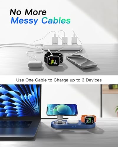 Effortless Power: Enhanced 3-in-1 Magnetic Charging Station for Apple Devices – Fast Wireless Charger for i Phone 16/15/14/13/12, Air Pods Pro & Apple Watch Series in Elegant White – Ultimate Compatibility & Streamlined Charging Experience