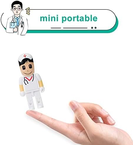 Charming Cartoon Nurse 64 GB USB Flash Drive – Adorable Pink Thumb Drive for Effortless Data Storage, USB 2.0 Compatible Memory Stick for Professionals and Students Alike