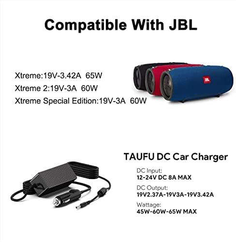 High-Speed 65 W DC Car Charger for JBL Boombox & Xtreme Series | TAIFU Portable Power Adapter for Uninterrupted Music Enjoyment | Compatible with JBL Boombox 1, 2 & Xtreme, Xtreme 2 | Durable, Lightweight & Travel-Friendly Design | Reliable Vehicle Charging Solution for Music Lovers
