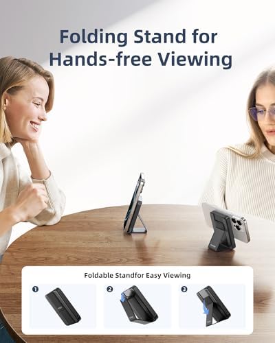 Ultra-Slim Magnetic Wireless Charger with 10,000 m Ah Power Bank and Foldable Stand – Fast Charging for Effortless Device Compatibility and Hands-Free Convenience