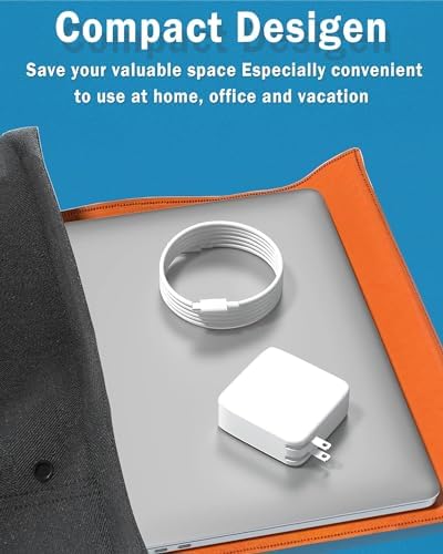 High-Performance 100 W USB-C Charger for Mac Book Pro & Air – Fast Charging Power Adapter with 2 M Type-C Cable for Ultimate Compatibility and Efficiency – Ideal Replacement for All USB-C Devices, Including i Pad Pro 2023/2022/2021/2020/2019/2018 – Overheating Protection and Foldable Design for Travel Convenience