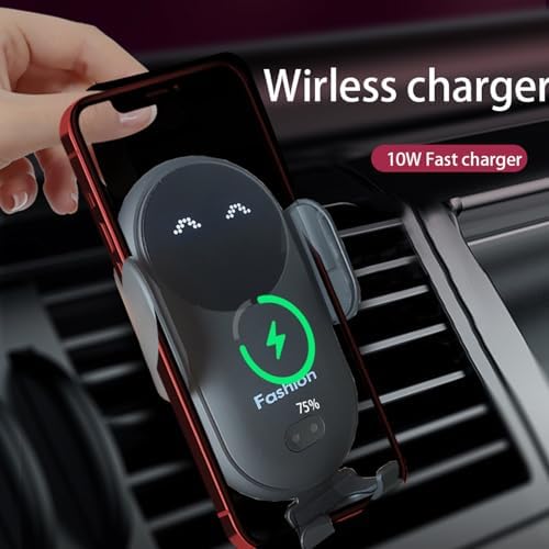 Vibrant Red Automatic Wireless Car Charger Mount – Effortless One-Handed Operation Smartphone Holder for i Phone & Samsung – Rapid Charging for Air Vent or Dashboard Use – Enhance Your Driving with Secure Support & Stylish Convenience