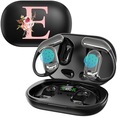 Floral Initial Personalized Wireless Earbuds with Advanced AI Language Translation – Premium Noise Cancelling Bluetooth Headphones for Stylish Communication – Ideal Mother’s Day Gift for Tech Enthusiasts and Culture Lovers