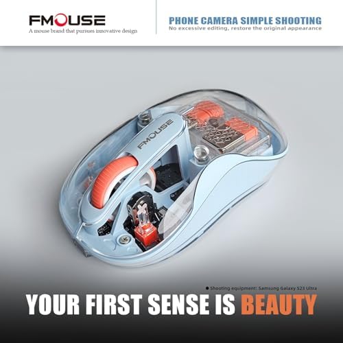 Sleek Dual Connectivity Transparent Wireless Mouse – Rechargeable RGB with USB-C Receiver for Mac Book & Laptops, Compact Design with Cool LED Lights, Silent Operation, and Magnetic Cover for Enhanced Portability – Orange