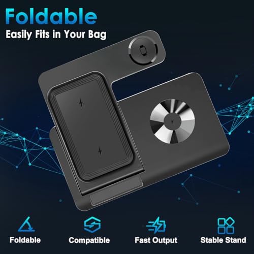 Ultimate 3-in-1 Wireless Charging Station for i Phone 8-16, Apple Watch & Air Pods Pro – Fast, Stylish, and Compact Multi-Device Charger with Power Adapter for Effortless Charging Experience