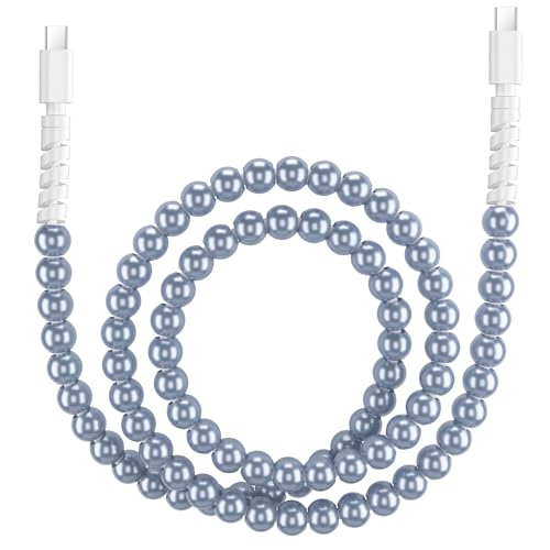 Hian Dier 3.3 FT USB C to USB C Cable – Elegant Morandi Pearl Beaded Fast Charger for i Phone 16 Pro Max, Samsung S25, i Pad Pro & Mac Book – Durable 3 A Power Delivery for Stylish Charging on the Go