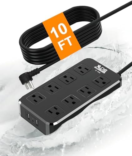 Weatherproof Outdoor Power Strip with 8 Wide Outlets & 3 USB Charging Ports – 6 FT Heavy-Duty Extension Cord, 1875 W Surge Protection, ETL Listed for Safe and Reliable Use in Any Weather – Perfect for Holiday Lights and Garden Tools