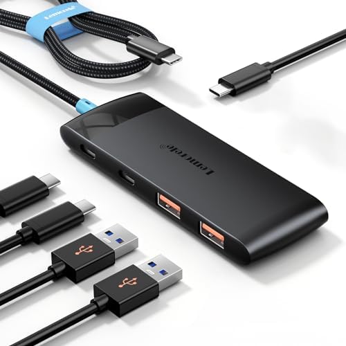 Revolutionize Your Device Connectivity with the 10 Gbps USB C Hub – High-Speed 4-Port USB3.2 Splitter for Effortless Data Transfer and Charging | Versatile Multiport Adapter Compatible with Mac Book Pro, Surface Pro, Dell, HP, i Pad & More | Flexible 1.97 ft Cable for Optimal Setup | Essential Laptop Accessory for Streamlined Workflow and Enhanced Efficiency