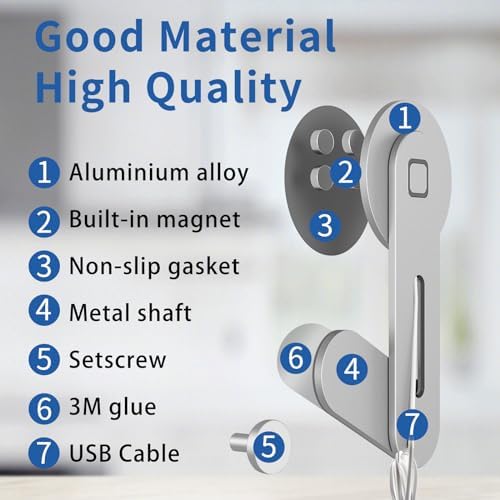 Sleek Aluminum Laptop Phone Holder with 15 W Fast Wireless Charger – Magnetic Mount for i Phone 12/13/14/15 Series – Modern Minimalist Monitor Clamp for Elevated Workspace Efficiency and Style