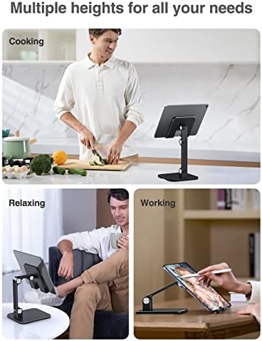 Revolutionize Your Workspace with the elitehood Aluminum i Pad Stand – Ultra-Stable, Adjustable Tablet Holder for Home & Office, Compatible with i Pad Pro 12.9, i Pad Air, Mini 6/5/4/3 in Sleek Black – Enhance Comfort & Productivity Effortlessly