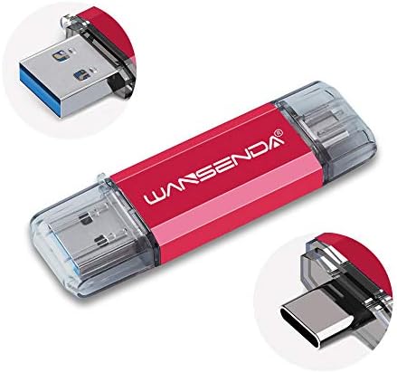 WANSENDA 64 GB OTG USB Flash Drive – 2-in-1 USB 3.0/3.1 & Type-C Storage for Android Devices, PC & Mac – Fast File Transfers with Stylish Red Design for Effortless Data Management