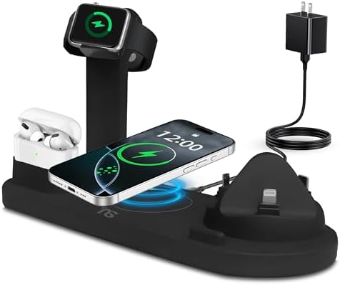 Ultimate 6 in 1 Fast Wireless Charging Hub – 15 W Qi Charger for i Phone 16/15/14/13/12 Pro Max Plus & Samsung Galaxy S23/S22 – Multi-Device Charging Station with Overcharge Protection & Compact Design for Home and Office Efficiency