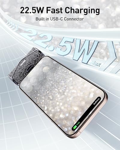 Sparkling 5000 m Ah Portable Charger by i Walk – 22.5 W High-Speed Power Bank with Integrated USB-C for i Phone 16/15 & Samsung Galaxy S25/S24 – Stylish Travel Companion for Effortless On-the-Go Charging and Continuous Power Output
