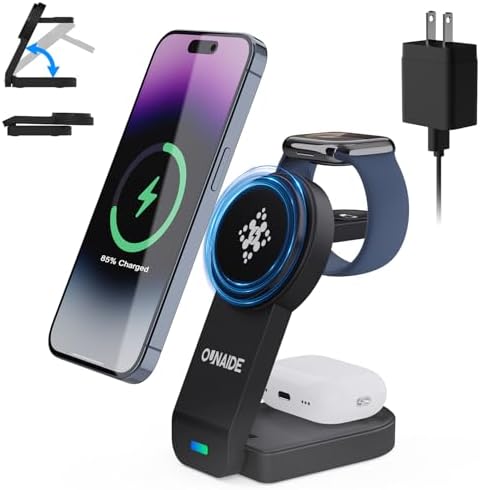 Premium 3-in-1 Magnetic Wireless Charging Station for i Phone 16/15/14/13/12, Apple Watch Ultra/SE, and Air Pods – Fast & Efficient Multi-Device Charger with Enhanced Safety Features for Home, Office & Travel