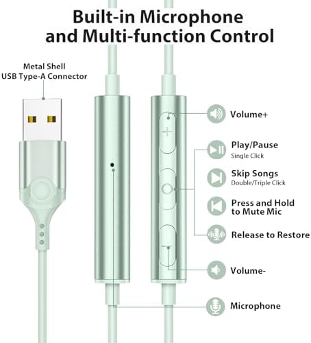 High-Fidelity USB C Headphones for Samsung Galaxy S25 S24 S23 S22 Ultra, i Phone 15 & 16 Pro Max – Premium Wired Type C Earbuds with Built-In Microphone and Volume Control for Crystal-Clear Calls and Immersive Sound Quality – Ideal for Galaxy Z Flip 3, One Plus, and Daily Use